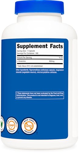 Nutricost L-グルタミン 800mg 180カプセル