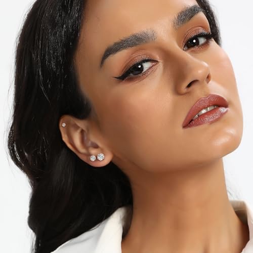 MDFUN 6 Pairs Stud Earrings Sets 3-8MM 18K Gold Plated Round 5A+ Cubic Zirconia Earrings Hypoallergenic CZ 6 Prong Ears Jewelry for Women2