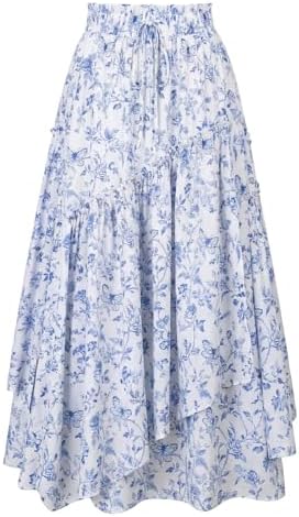 Scarlet Darkness Women Floral Print Boho Skirt Elastic High Waist...