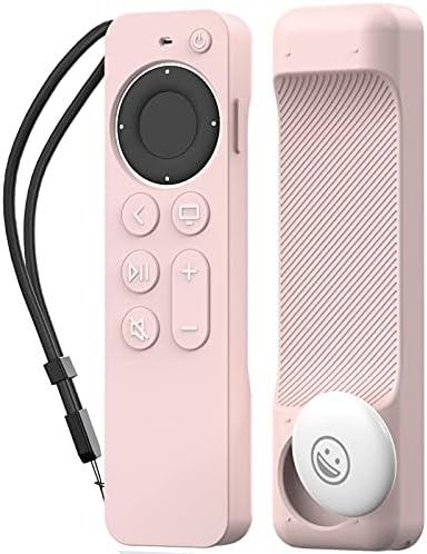 AhaStyle Case for Apple TV Remote 2022 Apple TV 4K HD Siri Remote 3rd Generation [AirTag Holder Built in] All Around Cover Apple TV Remote/Siri Remote (2nd Gen) with Hand Strap (Black)
