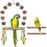 PRAZONVEE Bird Swing 7.8", Bird Perch Stand, Natural Wood Cage Accessories, Hanging Swing Bird Toys
