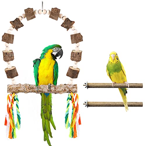 Prazonvee Bird Swing 7.8", Bird Perch Stand, Natural Wood Cage Accessories, Hanging Swing Bird Toys Suitable For Parrotlets Budgies Cockatiels Parakeets Lovebirds #TOP24