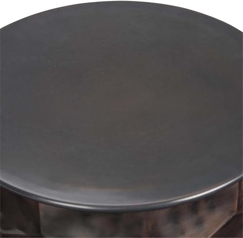 Miniatura 67 de SIMPLIHOME Morris - Mesa auxiliar de metal de aluminio fundido de 17 pulgadas de ancho en plata antigua, mesa de acento industrial con acabado en