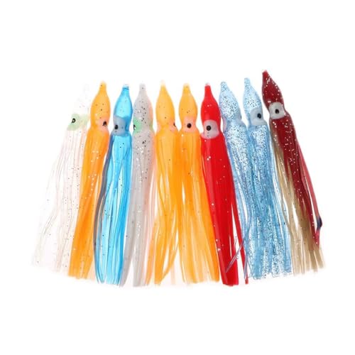 10Pcs Plastic Fishing Lures Squid Skirt Trolling Octopus Soft Lure Bait