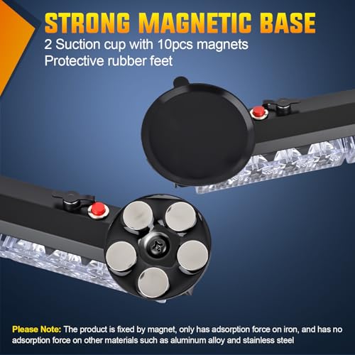 Image of Nilight 12LED Wireless Emergency Strobe Light Amber White 14 Inch Magnetic Mount Mini Light Bar 12V Rooftop Powered Hazard Warning Flashing Lights for Car Truck Trailer Snow Plow Construction Vehicles