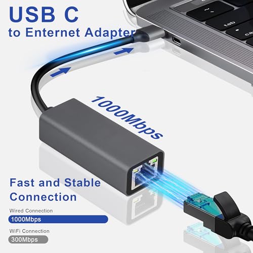 Adaptador USB C a Ethernet RJ45 1 Gbps para MacBook y iPhone 17 Pro 2