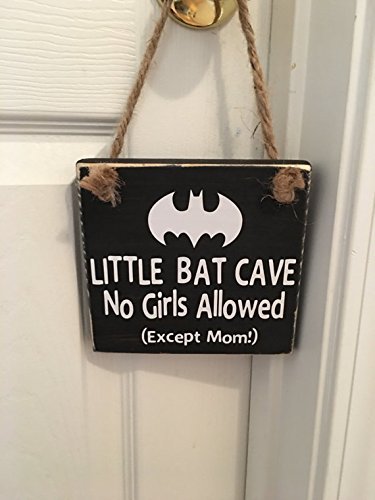 Little Bat Cave No Girls Allowed Except Mom Superhero Door Sign Little Bat Cave No Girls Allowed Except Mom Superhero Door Sign
