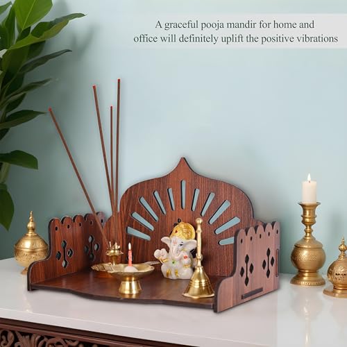 Image of Goelite Small Temple for Home Wall Mount | Pooja Mandir Stand Temple for Office and Home | Unique Design