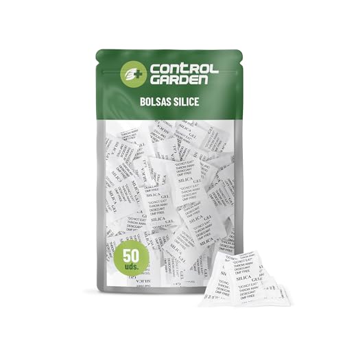 CONTROL GARDEN 50 Bolsas Antihumedad de 1gr de Gel de Silice | Bolsitas Eliminan Humedad y Malos Olores | Sobres Desecantes No Tóxico | Deshumidificador Natural