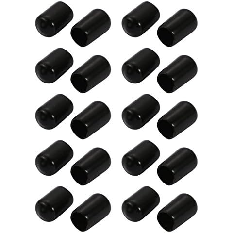 sourcing map 20pcs PVC flexible vinilo tapa final tornillo protector negro Cover