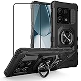 Ailiber Compatible with OnePlus 10 Pro Case, 1+ 10 Pro Case with Screen Protector, Ring Kickstand for Magnetic Car Mount, Heavy Duty Shockproof Protective Rugged Phone Cover for One Plus 10 Pro-Black