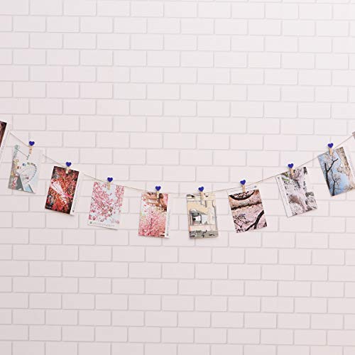 Amosfun 30 peças mini clipes de papel fotográfico em forma de coração, pregadores de madeira, cartõe