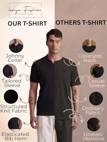 Image of Leriya Fashion Polo T Shirt for Men | Textured Polo T Shirts for Men | Smart Casual Half Sleeve T-Shirt for Mens, Breathable Cotton Knit Collar T Shirts