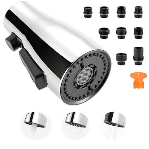 Kitchen Faucet Spray Head Replacement 3 Modes with 9 Adapters