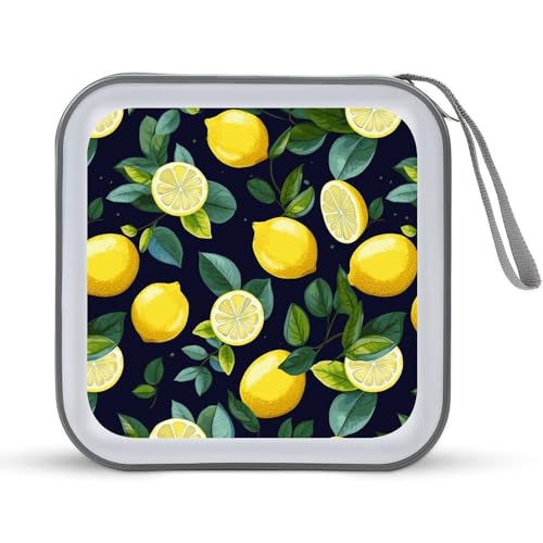 Étui à CD en plastique rigide pour 40 DVD motif citrons jaulnes
