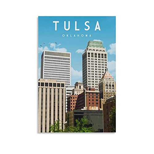 Tulsa Oklahoma Vintage Travel Posters City Appearance Canvas Posters Print Picture Paintings Wall Art for Living Room Bedroom Home Decor