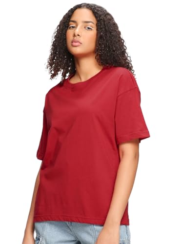 Image of Bewakoof Women's Solid Oversized Fit Half Sleeve Round Neck Cotton Jersey T-Shirt