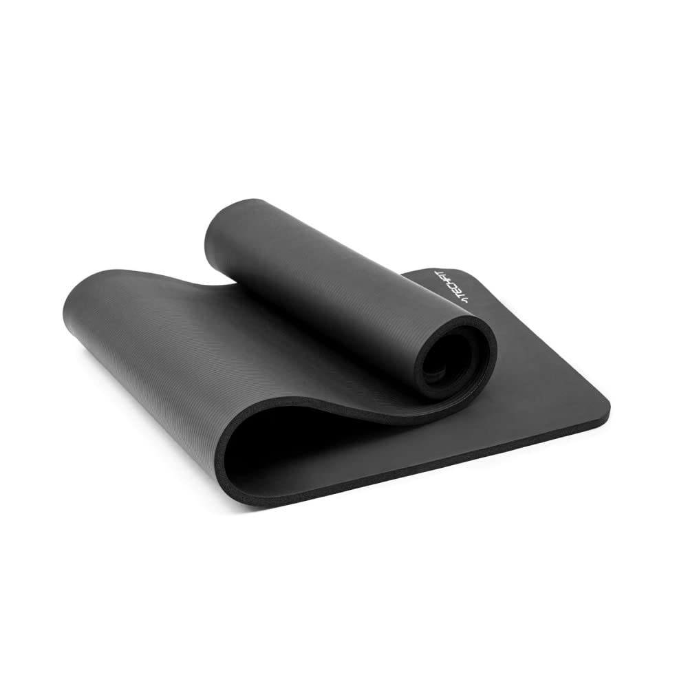 TechFit Tappetino Yoga 180 x 60 cm 10 mm Antiscivolo, nero | Materiale: Schaumstoff, con tracolla, imbottito e comodo, per Pilates, ginnastica e stretching