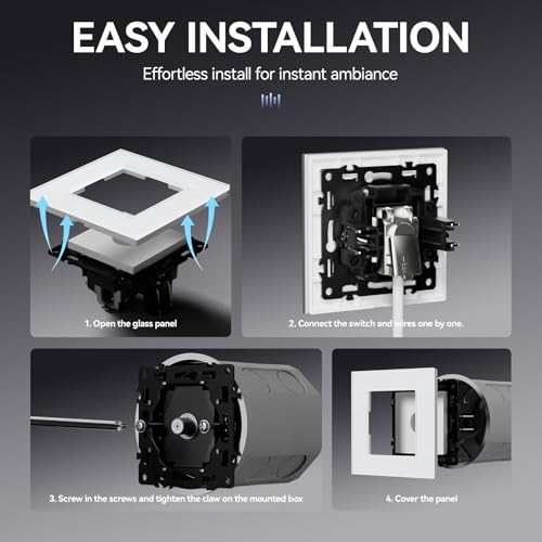 BSEED Satellit Steckdose aus Glas,Unterputz Wandsteckdose mit Krallen, NEU E-Serie, 86mm Schwarz