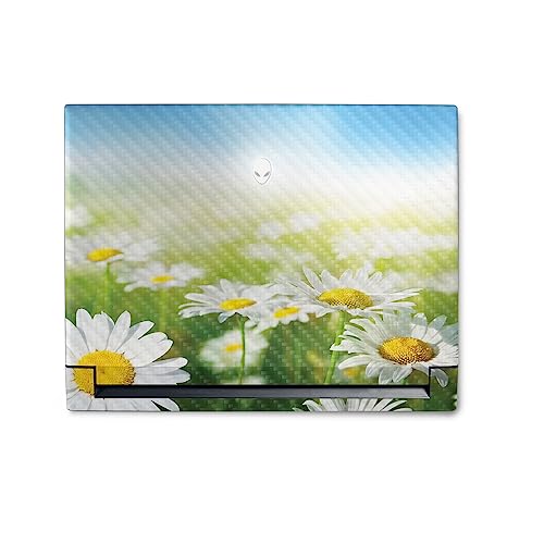 Image of MightySkins Carbon Fiber Skin Compatible with Alienware M18 R1 (2023) Full Wrap Kit - Field of Daisies | Protective, Durable Textured Carbon Fiber Finish | Easy to Apply | Made in The USA