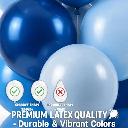 Image of Hiins 38Pcs Metallic Blue Balloon Column Kit Set of 2 for Wedding Party Decor