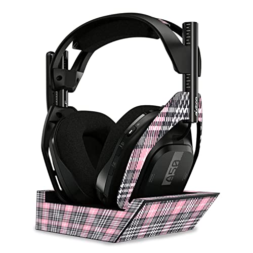 Image of MightySkins Glossy Glitter Skin Compatible with Astro A50 Wireless Headphones + Base Station (Gen 4) - Pink Plaid | Protective, Durable High-Gloss Glitter Finish | Easy to Apply | Made in The USA