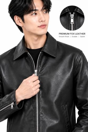 Generic ZYROX Men's Faux Leather Biker Jacket, Black, 2XL - Image 6