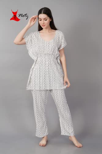 Image of Noty Girl's /Women's- Night Suit Set | Kaftan With Payjama | Rayon Fabric - Printed | Nightdress