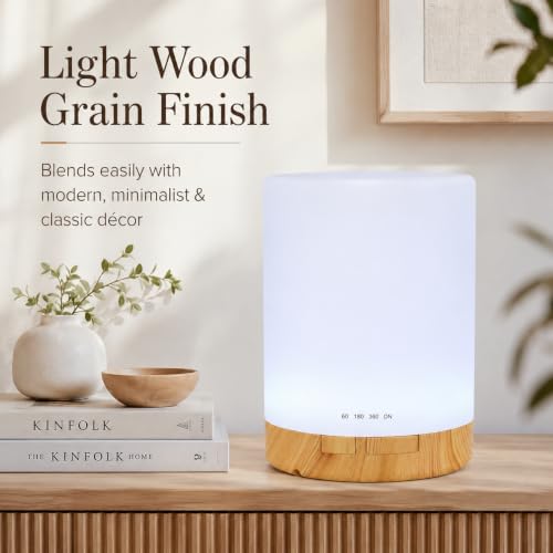 Cilvenx 300mL Humidifier with Timer for Bedroom, Light Wood Grain | 7-color LED ambient light and compact desktop design for office, home, bedside table and small rooms - image 4