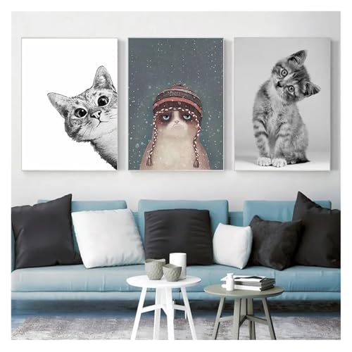 Adorables gatos en arte de pared minimalista para llenar de calidez tu sala de estar 2