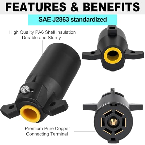 Image of 7 Way Trailer Plug, RV Blade Connector for rv Camper, Track