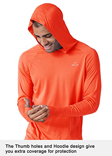 Willit Men's Upf 50+ Sun Protection Hoodie Shirt Long Sleeve Spf Fishing Outdoor Uv Shirt Hiking Lightweight Tangerine L #TOP1