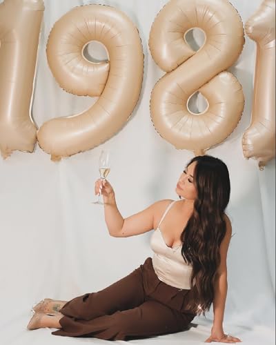 Image of Light Brown 9 Balloon, Tan Number Balloons 40 Inch, 9th Giant Beige Birthday Decorations, 19th 29th Khaki Party Decorations Supplies, Sandy Brown Number 9 Balloon
