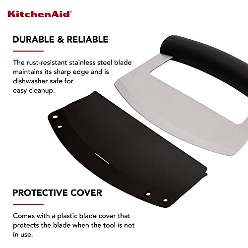 Kitchenaid Mezzaluna Knife With Stainless Steel Curved Blade With Ergonomic Handle, 6 Inch, Black #TOP4