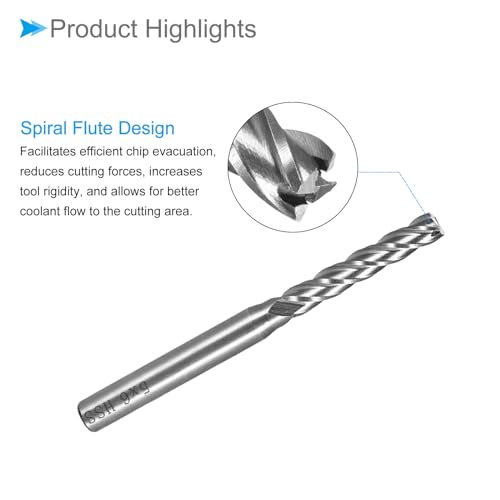 CoCud 4-Spiralnut-Fräser, 5 mm Durchmesser, 30 mm Länge, Hochgeschwindigkeitsstahl, gerader Fräser mit Aufbewahrungsbox - (Anwendungen: für Sperrholz, Hartholz, Kunststoff)