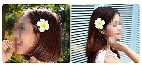10Pcs Hawaiian Artificial Plumeria Foam Flower Hair Clip For Wedding Party Headdress Home Decoration White Yellow #TOP5
