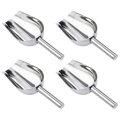 Kovake 4 Pieces Stainless Steel Ice Scoops, Sweet Candy Food Scoops, Small Food Serving Scoop for Kitchen, Bar, Birthday Party, Wedding and Buffet Cover
