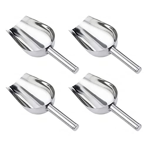 Ousyaah 4 Pieces Small Stainless Steel Scoops, 3-oz Small Measuring Spoons Scoops for Ice, Sugar, Mung Beans, Rice and Pet Food