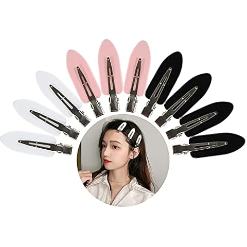 10 Pcs No Crease Hair Clips,No Bend Hair Clip,No Mark Hair Clip for Girls Women Make Up Hairdressing Daily Use (Black,White,Pink) Cover