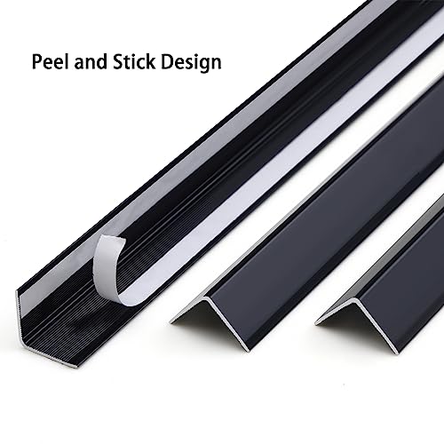 Image of Gaahing Aluminum L Molding Corner Guards, Peel and Stick Trim for Wall Protection, Door Frame, Tile Edge (3Pcs x 2.9ft x 0.8in, Matte Black)