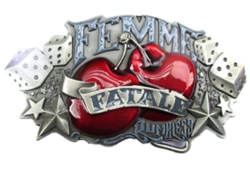 Boucle de ceinture femme fatale cerises rockabilly rumble 59