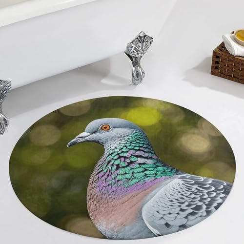 Tapis rond doux absorbant antidérapant motif pigeon gris salon