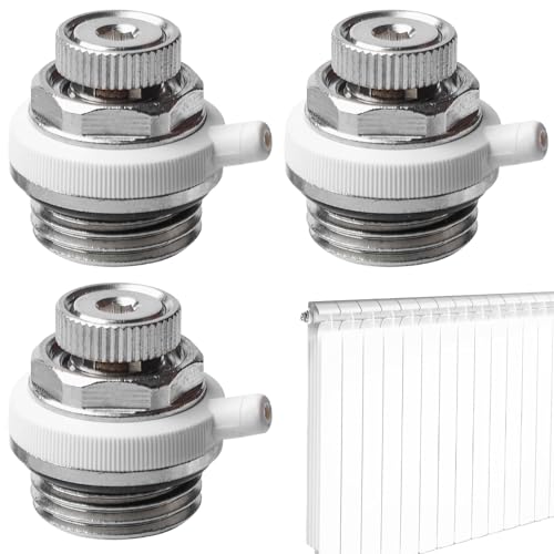 3 válvulas de purga automáticas, válvula de ventilación de radiador de 1/2 pulgadas con cabezal de plástico giratorio, accesorios para radiador para latón válvula de radiador autopurgante