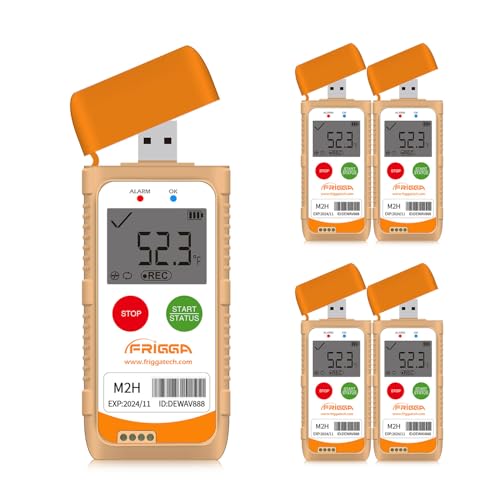 Image of Frigga M2H 5pcs Reusable Temperature Humidity Data Logger USB Digital Temperature Recorder Multi-Use 28800 Points High Accuracy PDF CSV Report