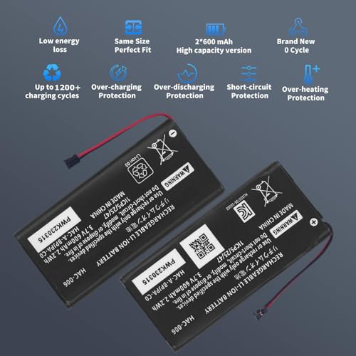 image for JUBOTY 2 Packs 600mAh HAC-006 Battery, Ultra-High Capacity High Perfor