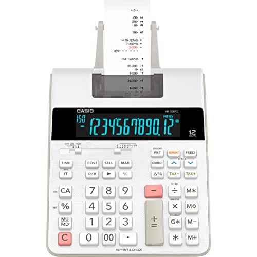 Casio HR-300RC Printing Calculator With Backlit Lcd Display,White,Mini-Desktop thumb #1