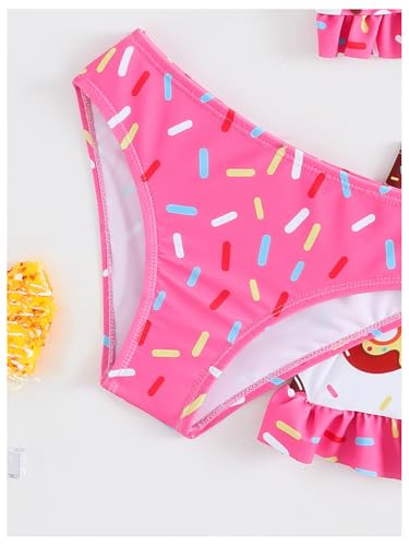 Floerns Toddler Girl's 3 Piece Swimwear Donuts Print Bow Front Bathing Swimsuit with Beach Skirt4