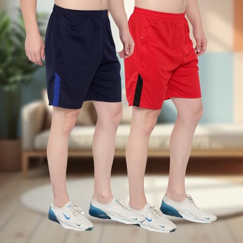 Image of DIA A DIA Men's Athletic Shorts Combo Pack - Quick Dry Polyester Blend Gym Running Training Sports Shorts with Zipper Pockets & Elastic Waistband