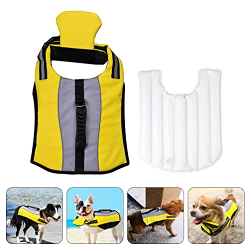 Pet Safety Jackets For Dogs Reflective Vest Adjustable Lifesaver Jacket Preserver Inflatable Safety Dog With Handle Flotation Swimsuit For Small Medium Large Dog M Dog Boating Coat #TOP2