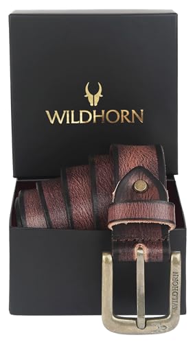 Image of WildHorn Classic Genuine Leather Belt for Men - Stylish and Durable with Adjustable Fit